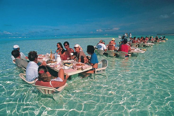 In this sea restaurant in Bora Bora.