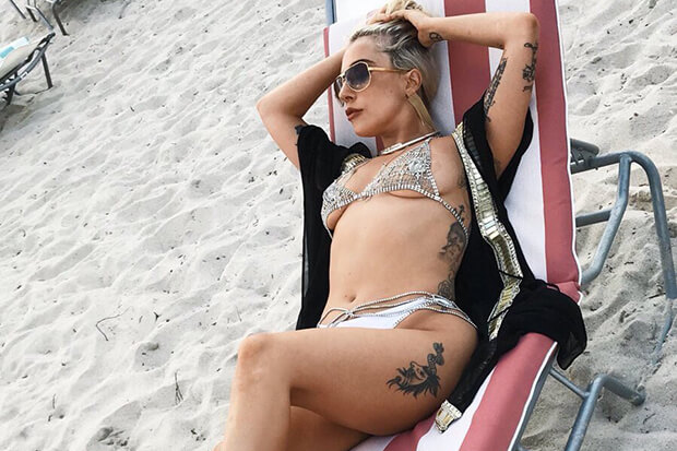 Lady Gaga at the beach